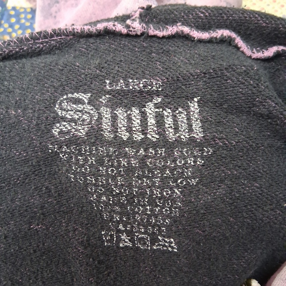 Sinful by Affliction Y2K Hoodie Womens Size Large Cyber Grunge Mall Goth Pink - Picture 5 of 10